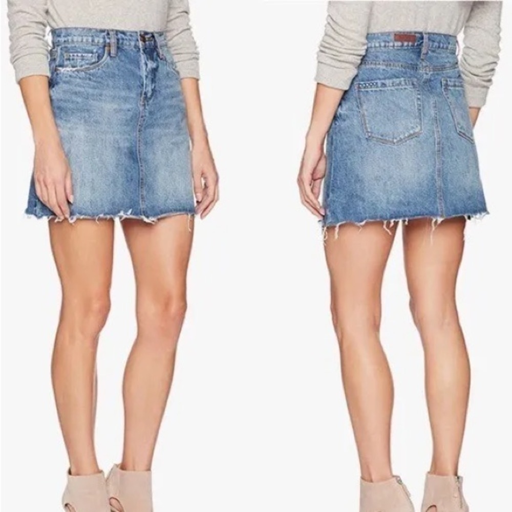 BLANKNYC Women 28 High Rise Frayed Raw Hem Denim Way Back When Mini Jean Skirt